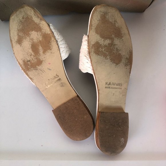 Kaanas Key Largo Braided Sandals White Woven Raffia Leather Flats 7 $109 - Picture 7 of 7